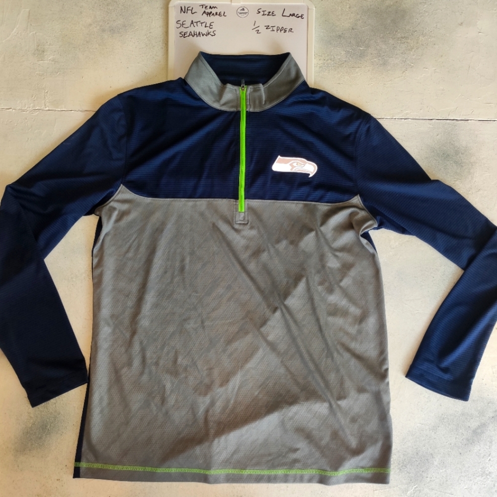 Seattle Seahawks NFL Zipper Neck Long Sleeve 2 Tone Shirt